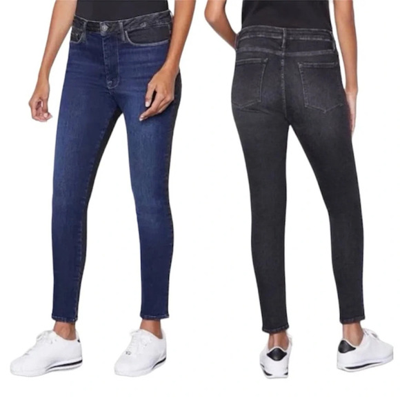 New Frame Le One Skinny Jeans Two-Tone Size 2 Blue Black - Picture 1 of 11